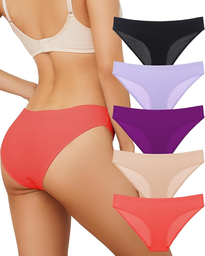 UGDUCK Seamless Underwear for Women, Womens Seamless Bikini Cheeky Underwear No Show Breathable I... | Amazon (US)