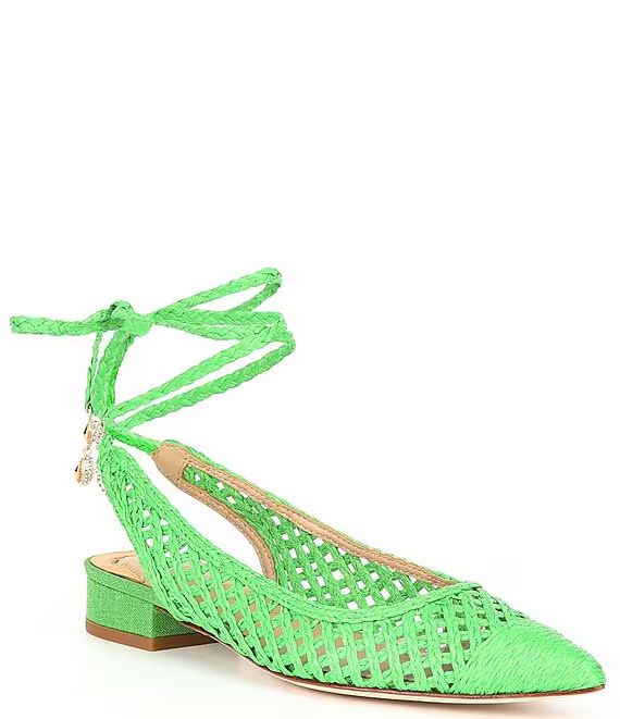 x Jennifer Sumko LaMinerva Raffia Shell Slingback Dress Flats | Dillard's