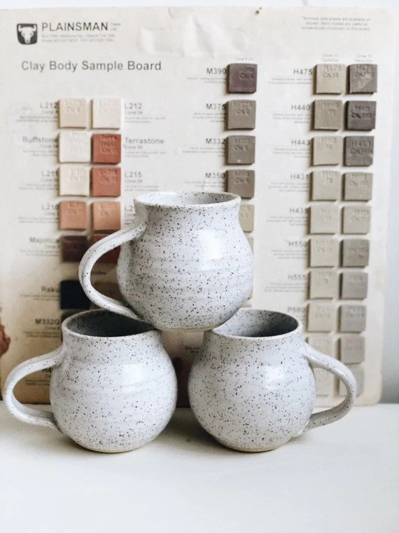 Bulb Mug: Speckled White Pottery Mug/ Pottery Gift/ Stoneware - Etsy | Etsy (US)