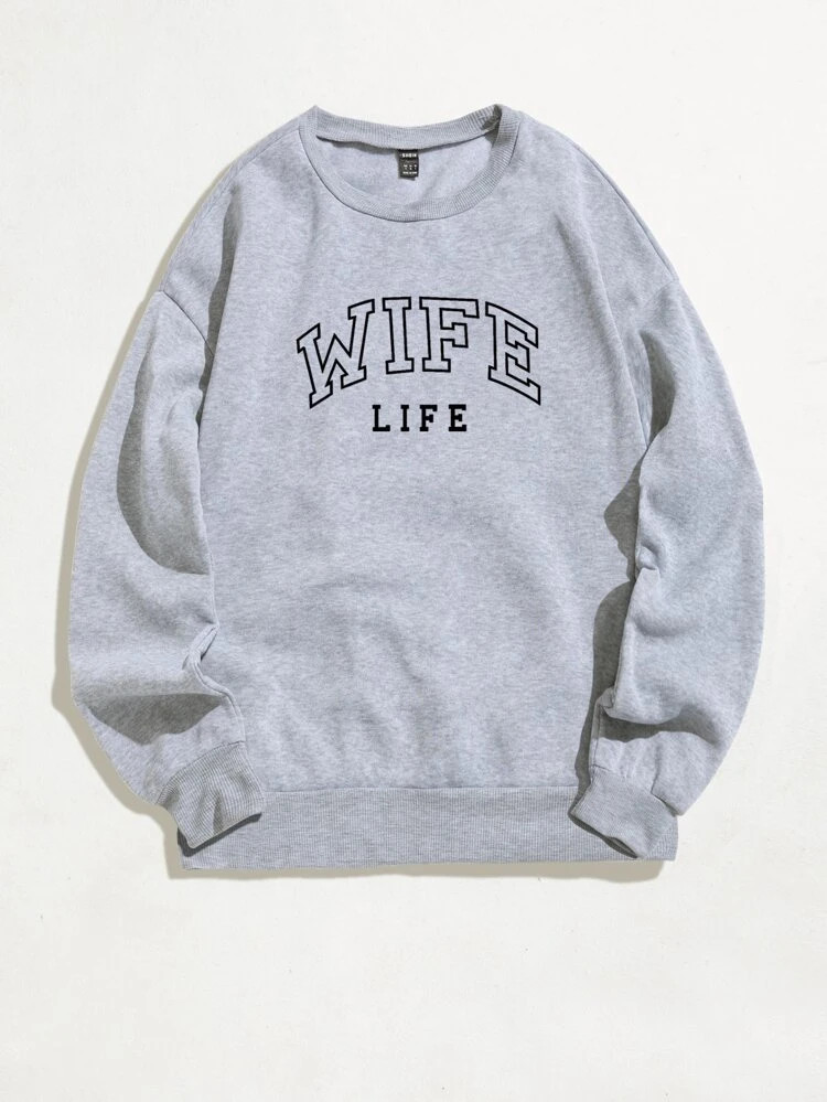 Letter Print Thermal Lined Sweatshirt | SHEIN