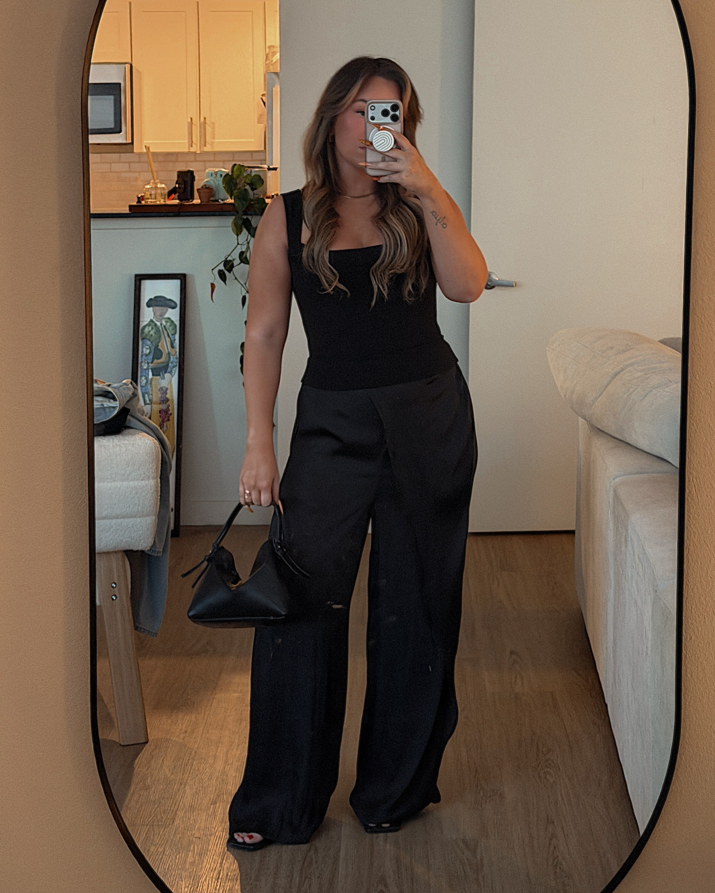 top - miaou via rent the runway (use code RTRXKADY to save on your subscription!)
pants - h&M
heels - amazon
bag - zara 

 #LTKootd #LTKSeasonal #LTKPetite