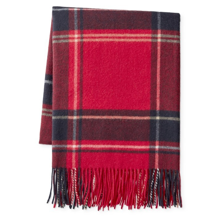 Novelty Patterned Jacquard Cashmere Plaid, Red/Black | Williams-Sonoma