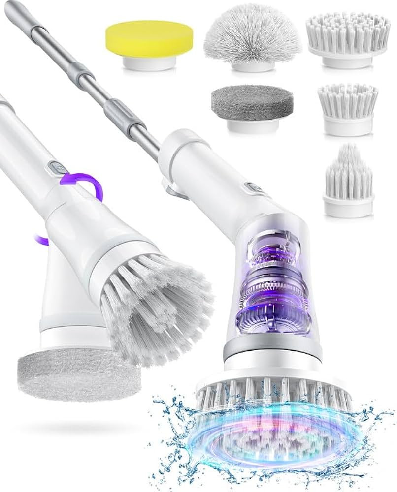 Electric Spin Scrubber, Cordless Cleaning Brush IPX7 Waterproof with 6 Replaceable Brush Heads, 2... | Amazon (US)