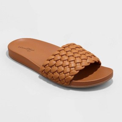 Women&#39;s Polly Woven Slide Sandals - Universal Thread&#8482; Cognac 8.5 | Target