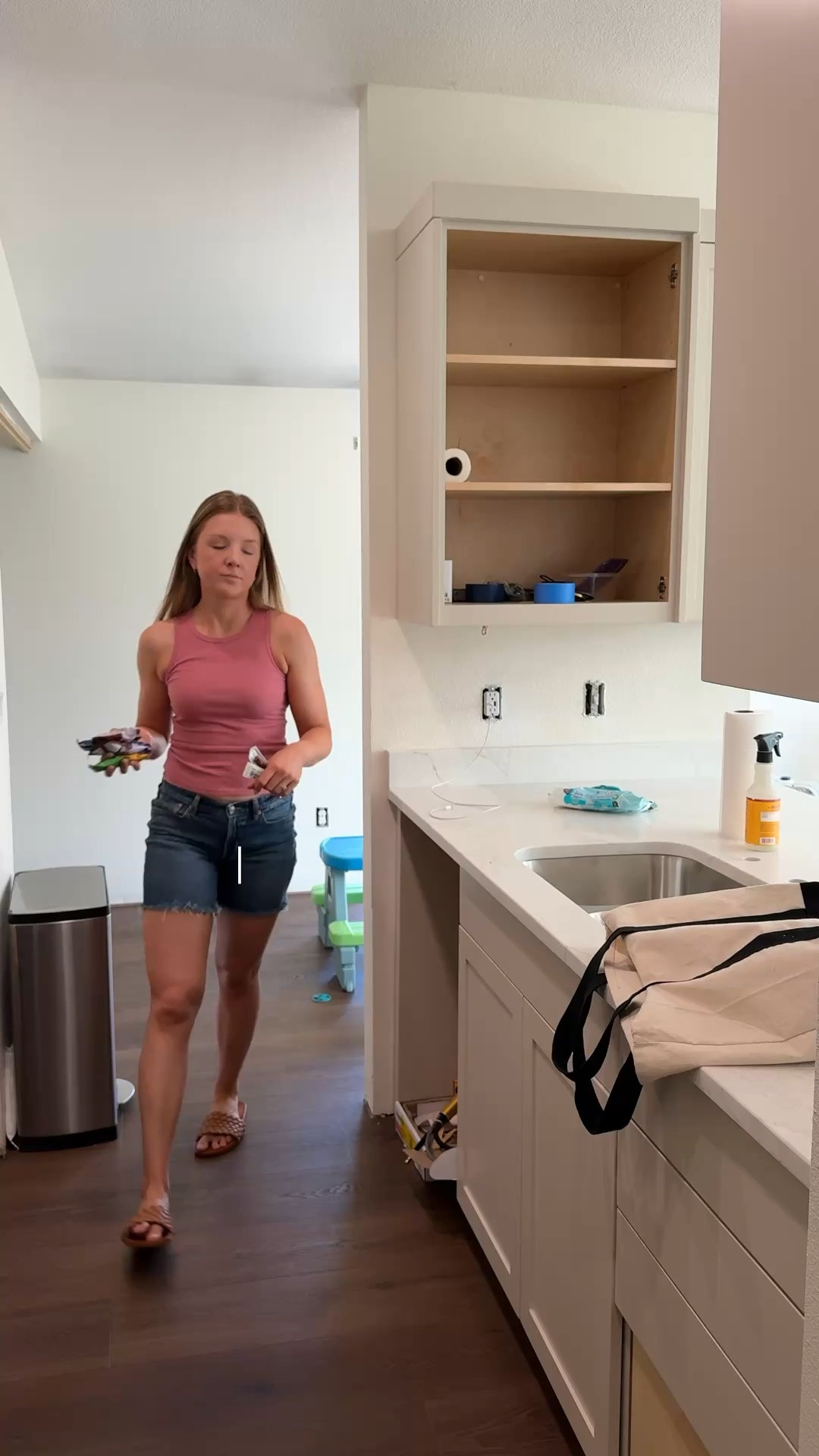 Kitchen remodel update! And picking out hardware for the kitchen cabinets 💛

- shorts: size 6
- tank: size small
- cabinet color: Sherwin Williams Accessible Beige 
- wall color: Sherwin Williams Alabaster

#LTKvlog #LTKHome #LTKdayinmylife