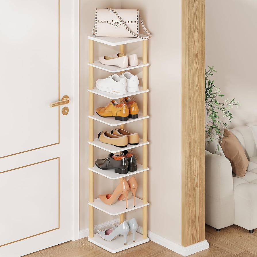 LUCKNOCK Vertical Shoe Rack, 8-Tier Tall Narrow Shoe Organizer for Entryway, Closet, Dorm & Small... | Amazon (US)