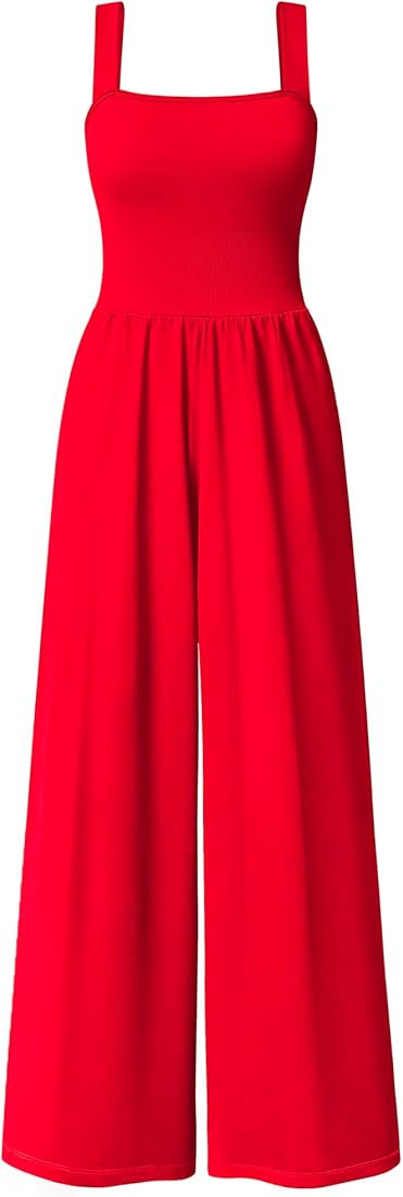 OQQ Women Jumpsuits Dressy Casual Sleeveless Square Neck One Piece Outfits Causal Wide Leg Jumpsu... | Amazon (US)