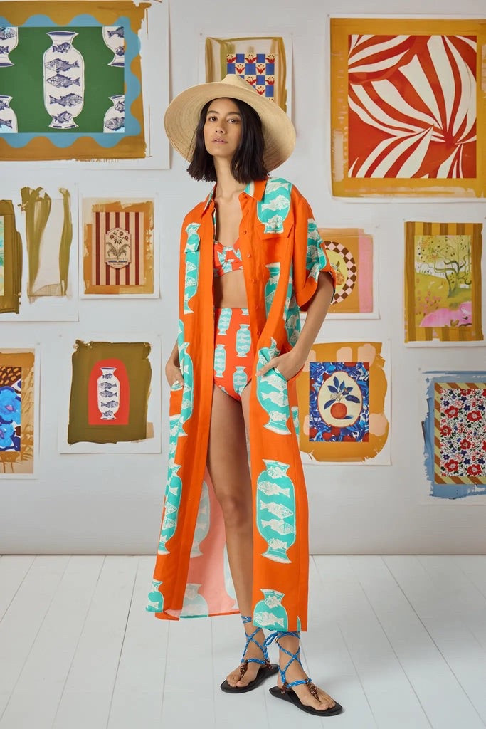 Absolutely obsessed with this entire Red herring print swimsuit and dress from Hunter Bell 
👙