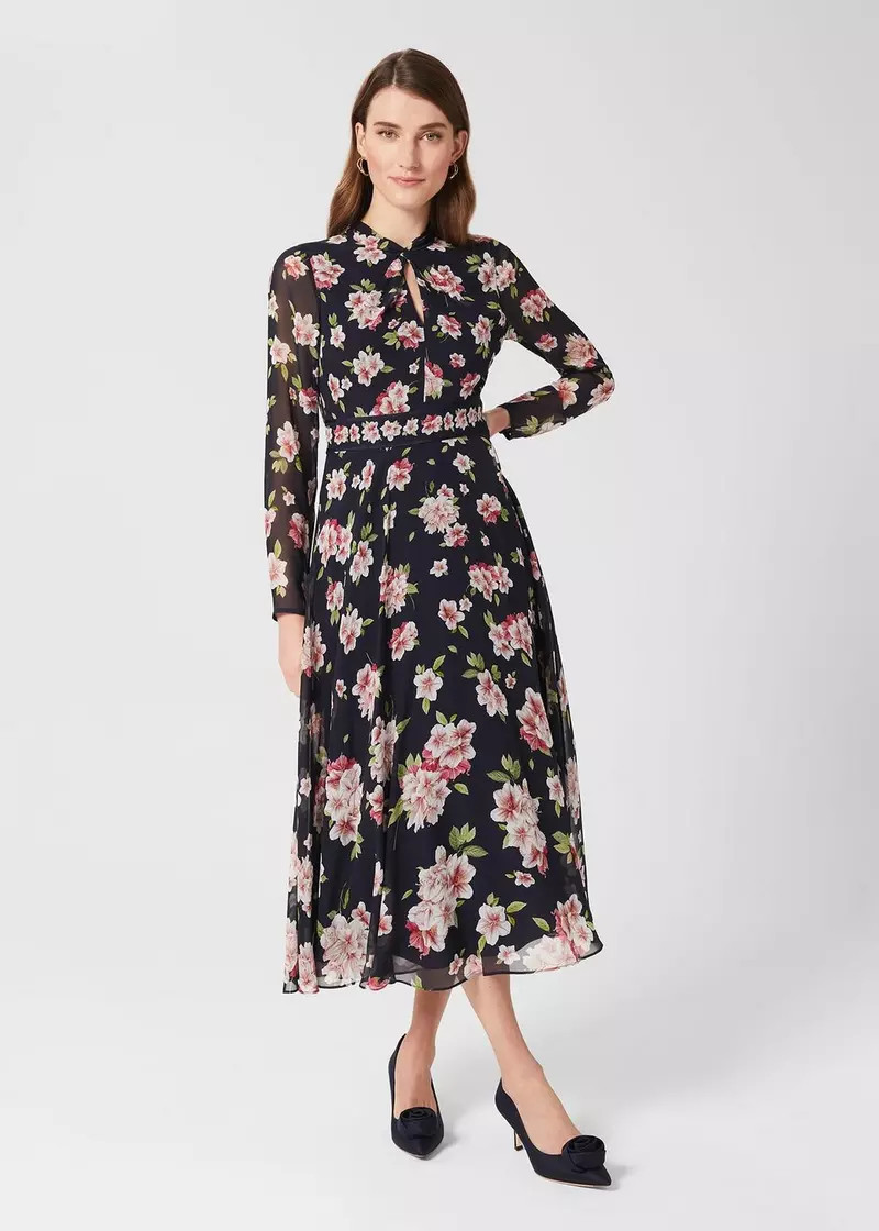 Helena Silk Floral Midi Dress | Hobbs UK | | Hobbs