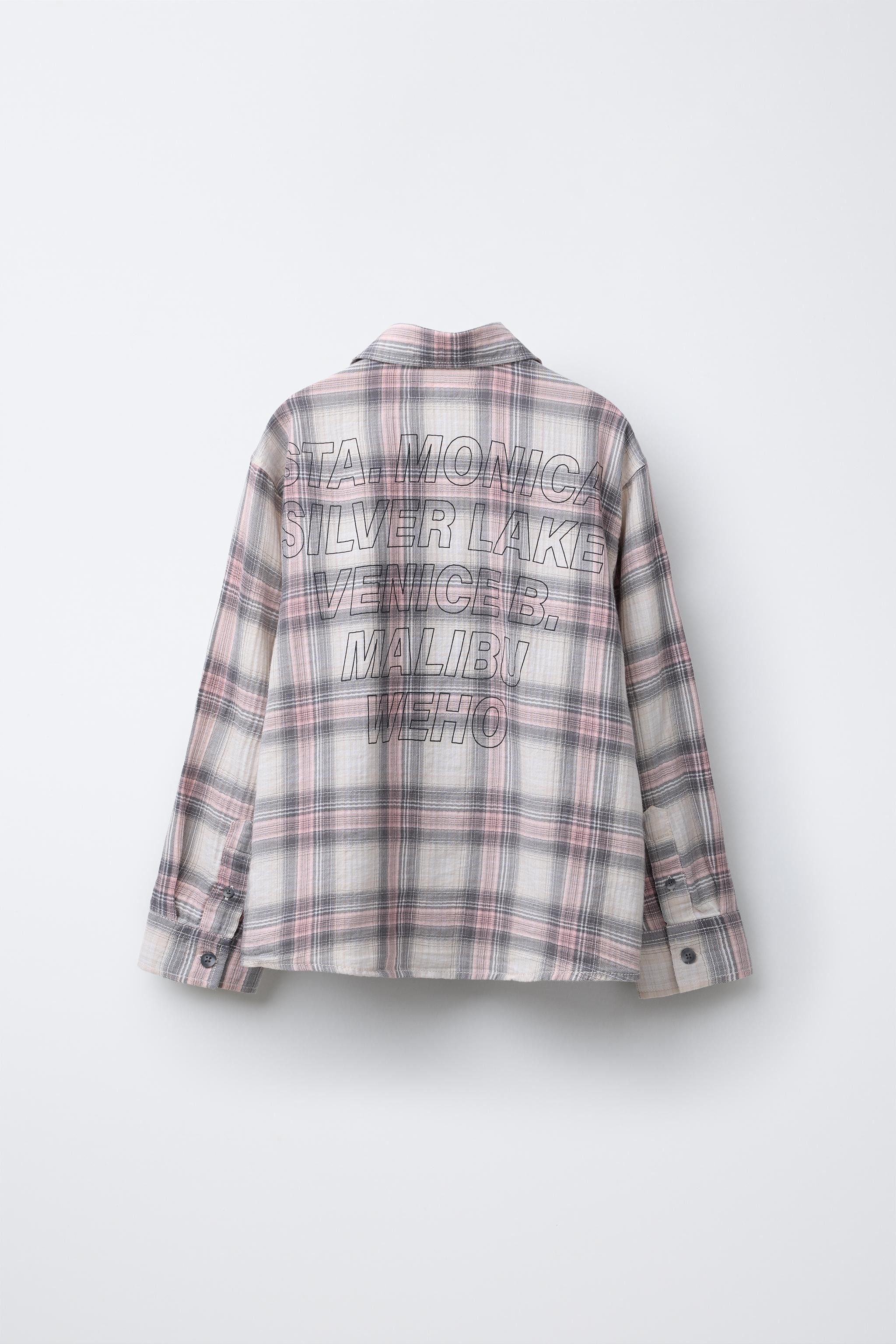 LABEL TRIM PLAID SHIRT | Zara US