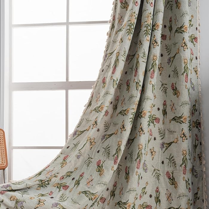 ABREEZE 1 Panel Grey Vintage Narcissus Patterned Curtains for Living Room Home Decorative Blackou... | Amazon (US)