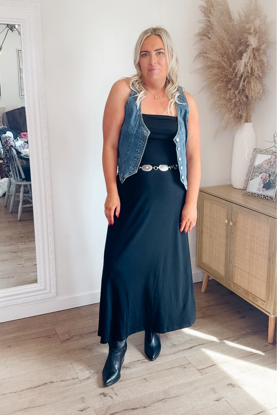 blue black dress amazon NEVER BETTER MOCK NECK LACE MAXI DRESS IN BLACK – AKIRA main image 1