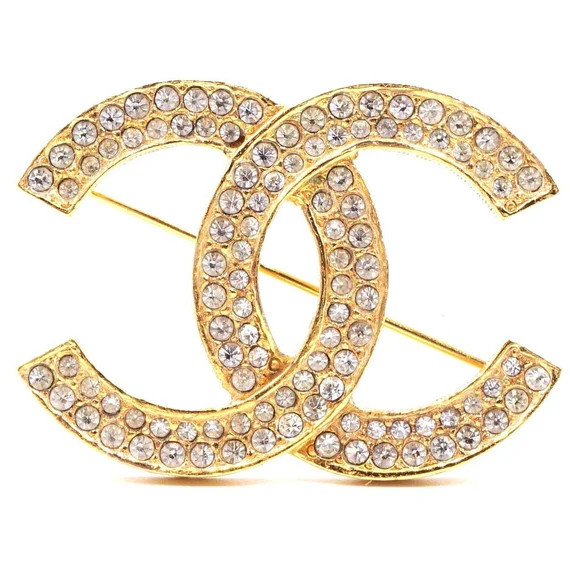 Chanel Gold Timeless Cc Smoked Crystals Hardware Brooch Pin Charm | Etsy (US)