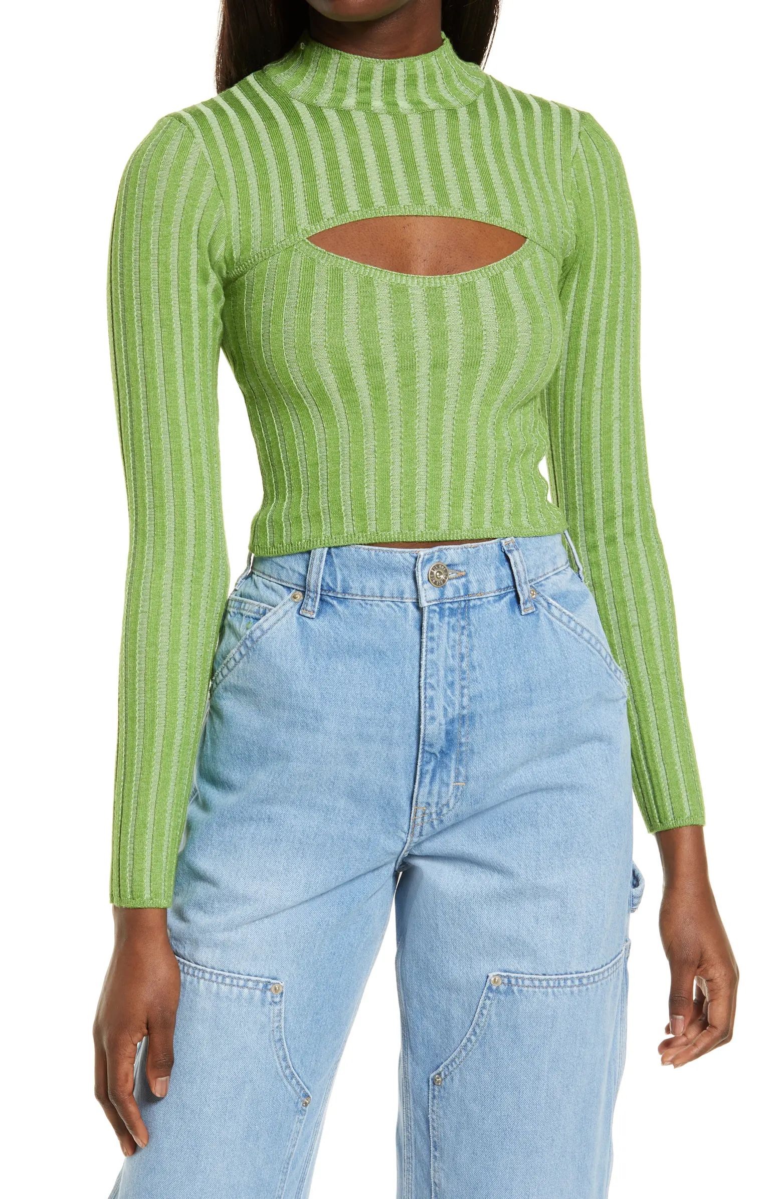 BDG Urban Outfitters Cutout Ribbed Mock Neck Sweater | Nordstrom | Nordstrom