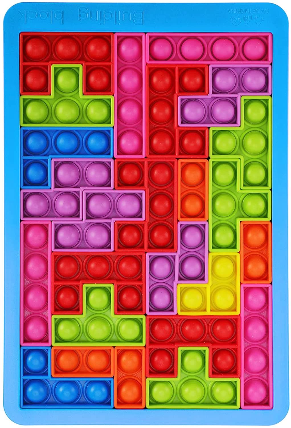 Push it Pop Puzzle Game Fidget Jigsaw Toys,Rainbow Chess Board Push Bubble Tetris Building Block ... | Walmart (US)