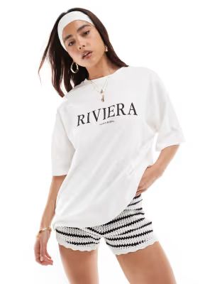 4th & Reckless riviera beach t shirt in off white | ASOS (Global)