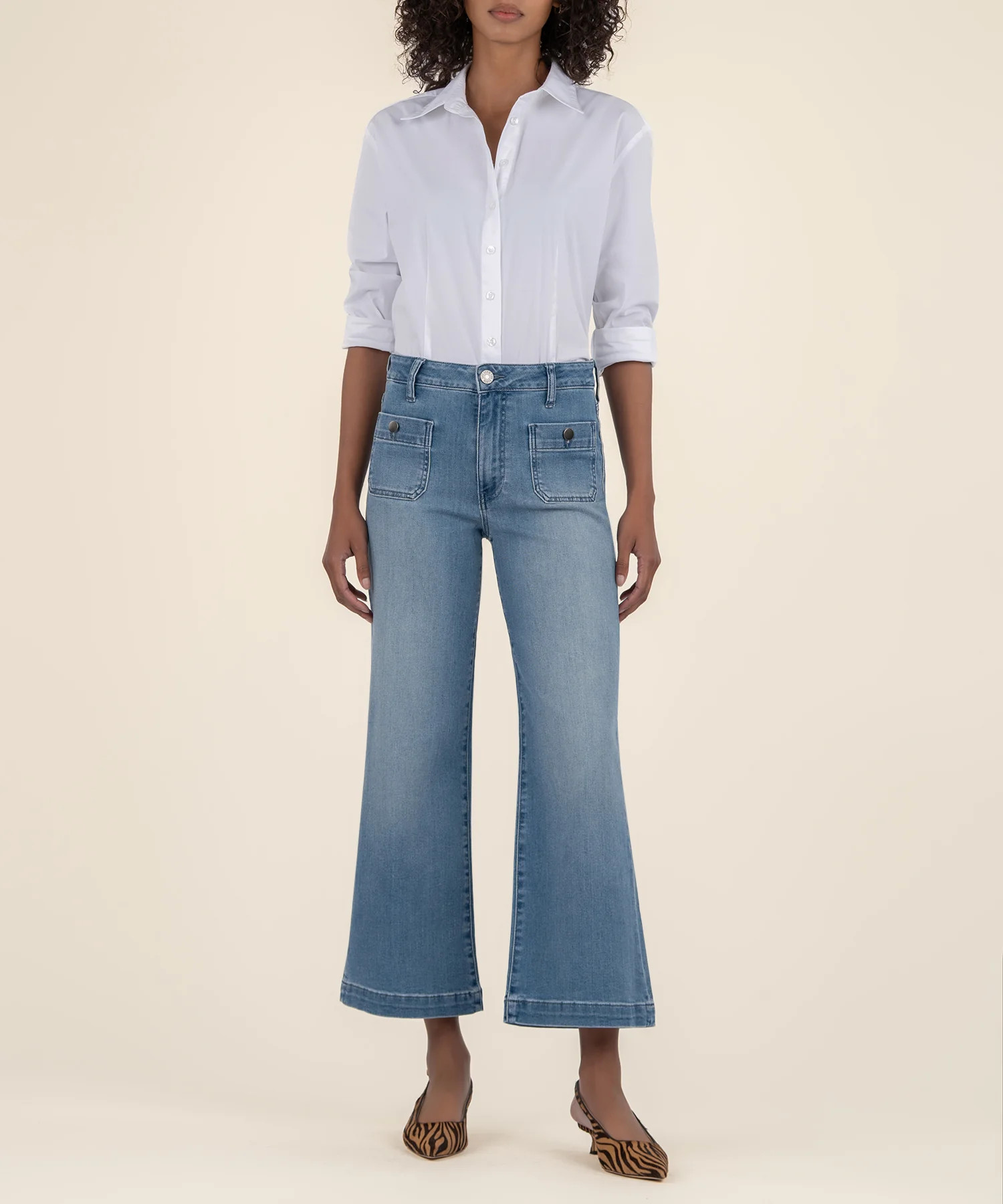 Meg High Rise Wide Leg, Petite - 00P / Assertive W/Lt Base Wash - Kut from the Kloth | Kut From Kloth