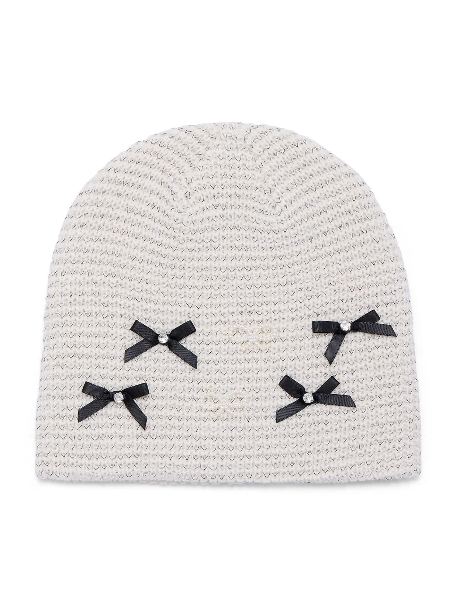 Madden NYC Women's Bow Trim Beanie, Ivory | Walmart (US)