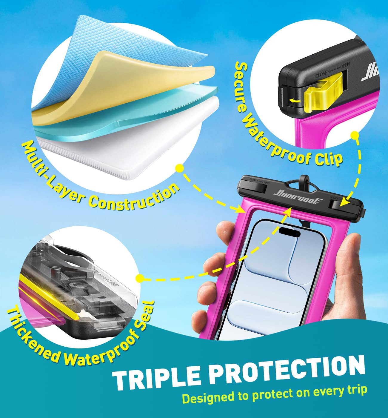 Hiearcool Waterproof Phone Pouch,Waterproof Phone Case for iPhone 17 16 15 14 13 Pro Max Plus up ... | Amazon (US)