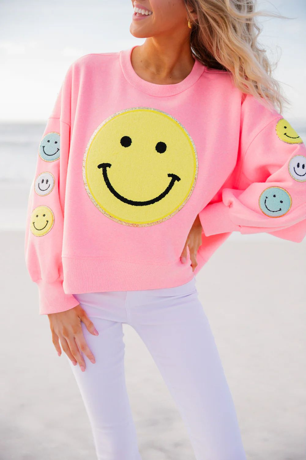HAPPY FACE PINK PULLOVER | Judith March