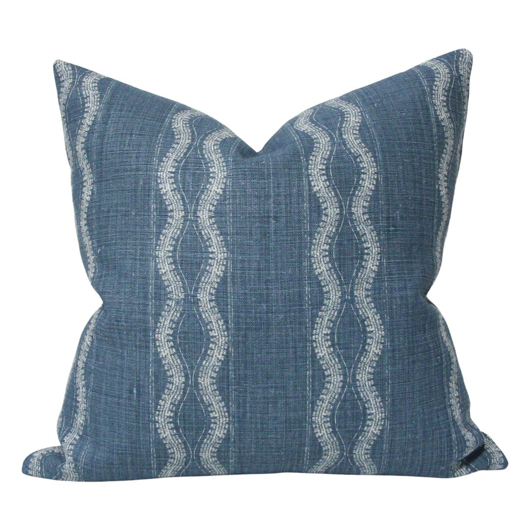 Zanzibar Stripe Indigo Blue Designer Pillow | Arianna Belle