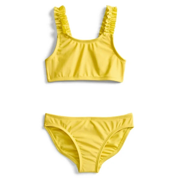 Wonder Nation Girls' Ruffle Strap Bikini with UPF 50+, 2-Piece, Sizes 4-18 | Walmart (US)