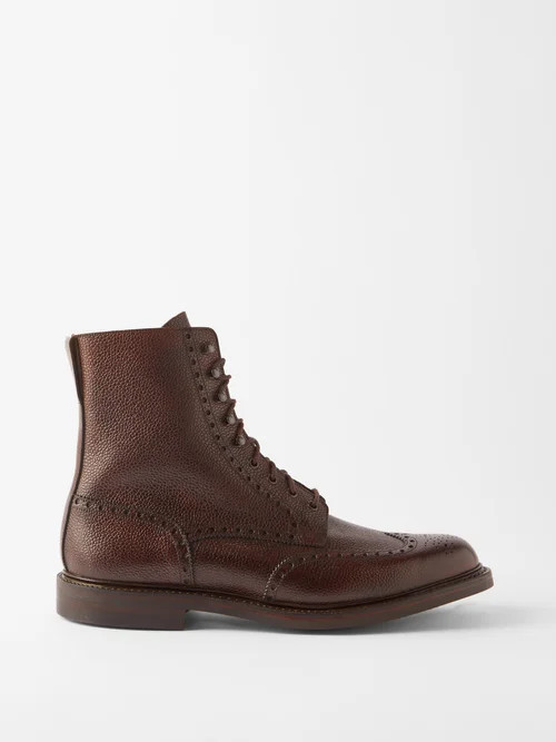 Crockett & Jones - Islay Pebbled-leather Boots - Mens - Dark Brown | Matches (US)