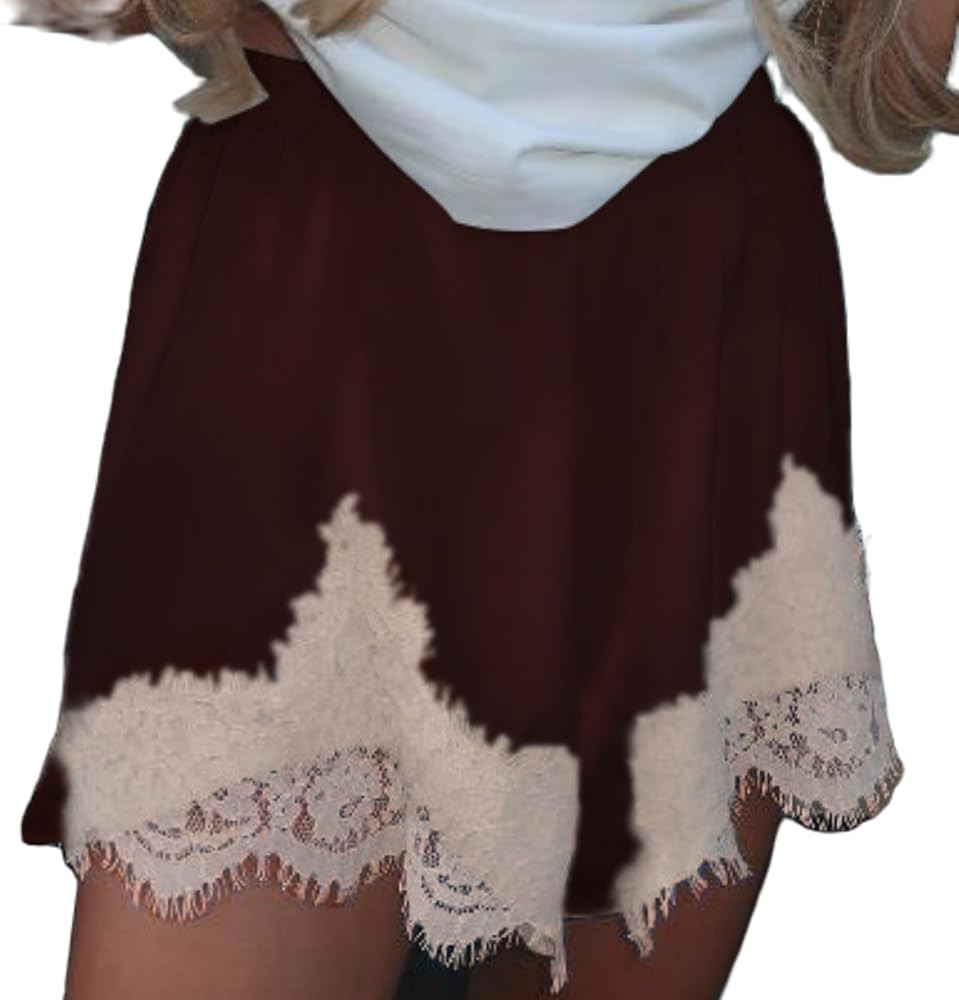 Satin Shorts for Women Low Rise Lace Trim Patchwork Silk Slip Micro Shorts Lounge Pettipants Paja... | Amazon (US)