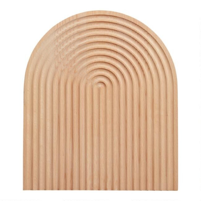 Natural Beech Wood Arch Grooved Serving Board | World Market