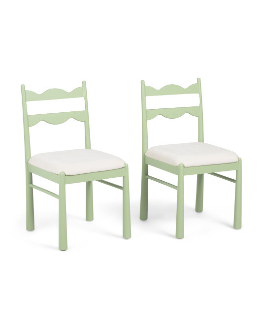 Set Of 2 17x35 Wavy Scalloped Upholstered Dining Chairs | TJ Maxx