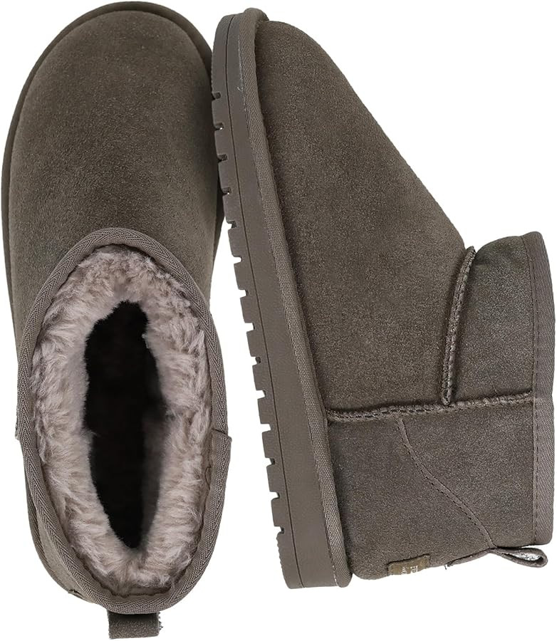 Genuine Suede Ankle Snow Boots for Women Men-Water Resistant Warm Flat Padded Winter Fuzzy Mini B... | Amazon (US)