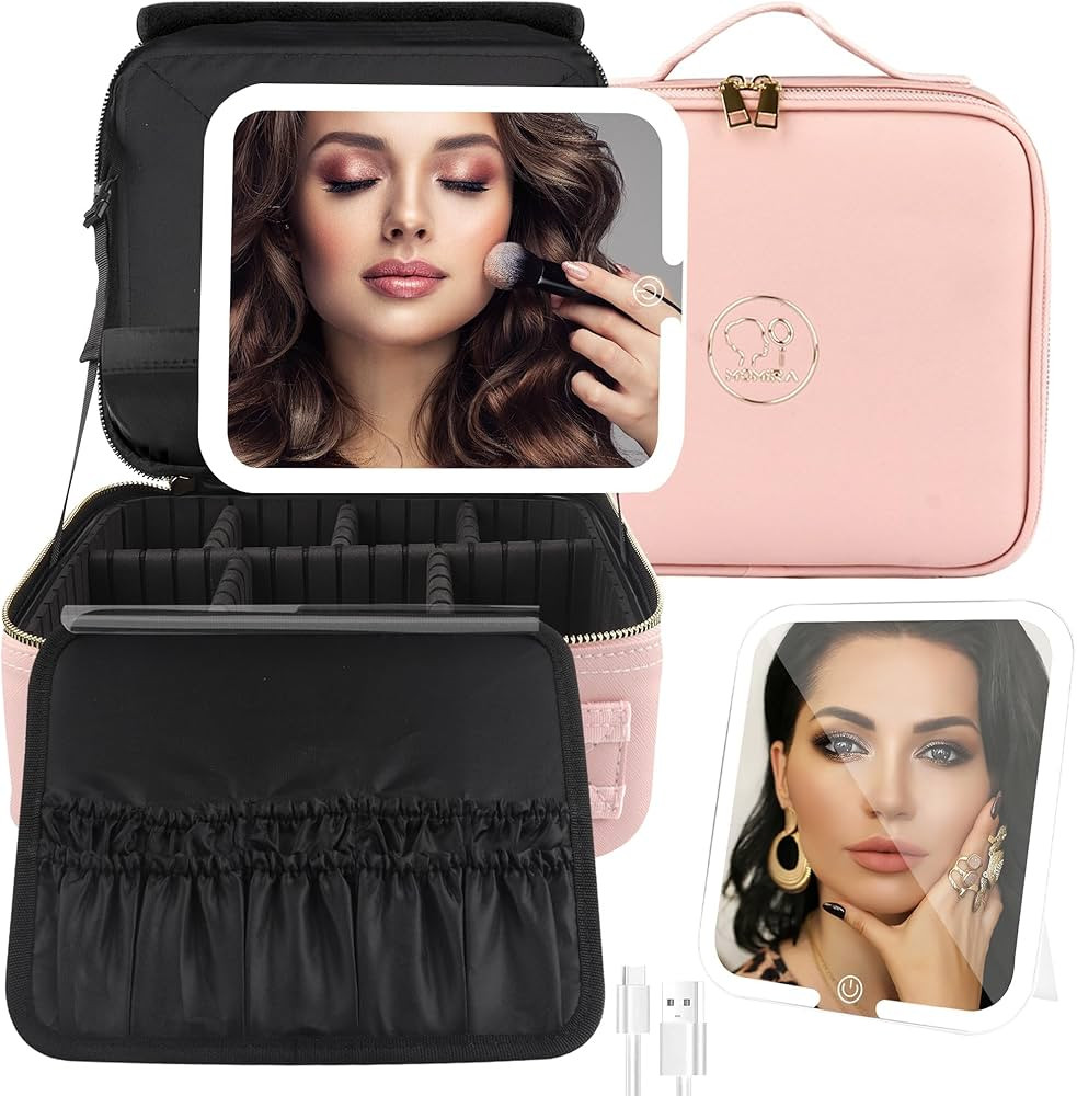 MOMIRA Makeup Train Case Makeup Bag with Light up Mirror Cosmetic Bag Organizer Detachable Portab... | Amazon (US)