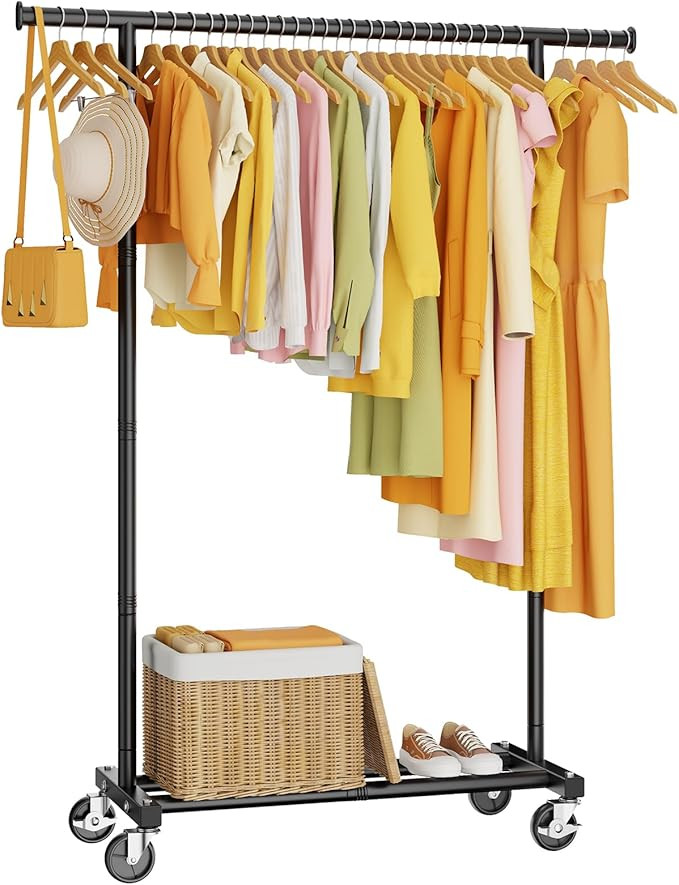 Clothes Rack, Clothing Rack for Hanging Clothes, Rolling Garment Rack Sturdy Coat Rack Portable W... | Amazon (US)