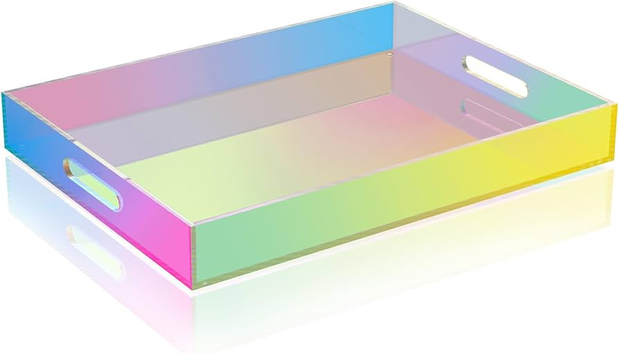 NiHome Iridescent Acrylic Serving Tray 16"x12" for Organizing, Decorative Vanity Tray Organizer w... | Amazon (US)