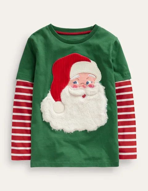 Mock Sleeve Santa T-shirt - Safari Green Santa | Boden (US)