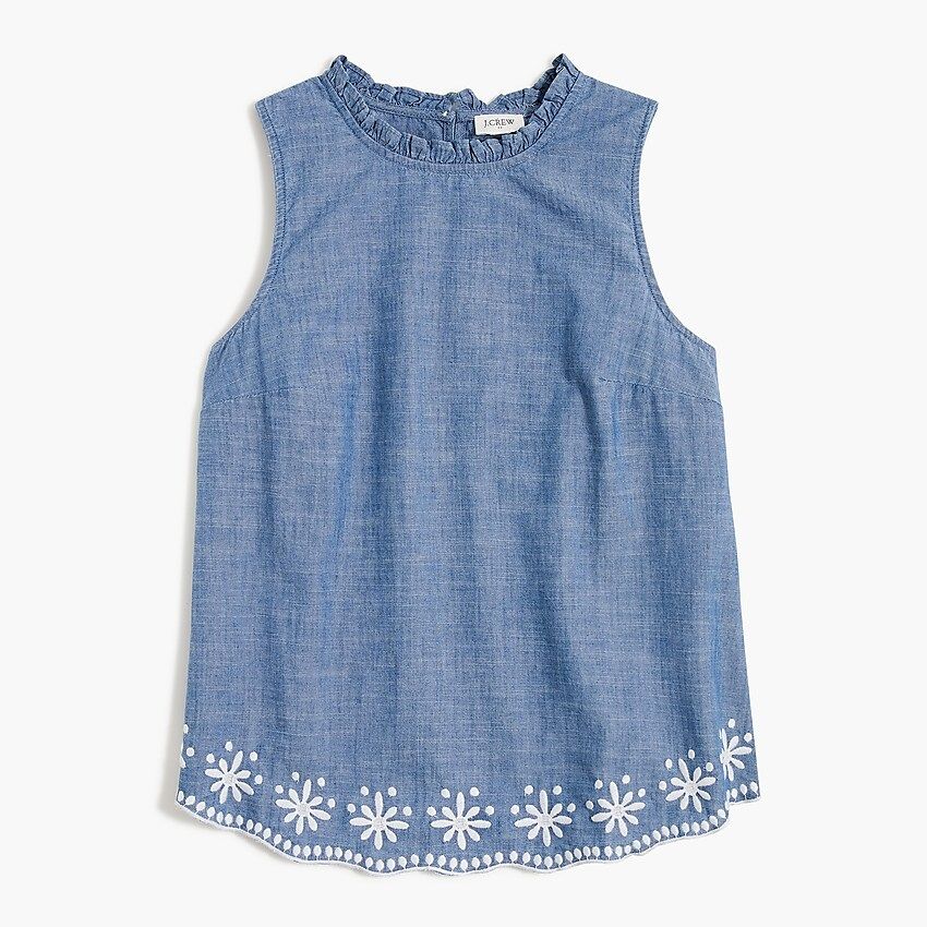 Chambray high-neck swing top | J.Crew Factory