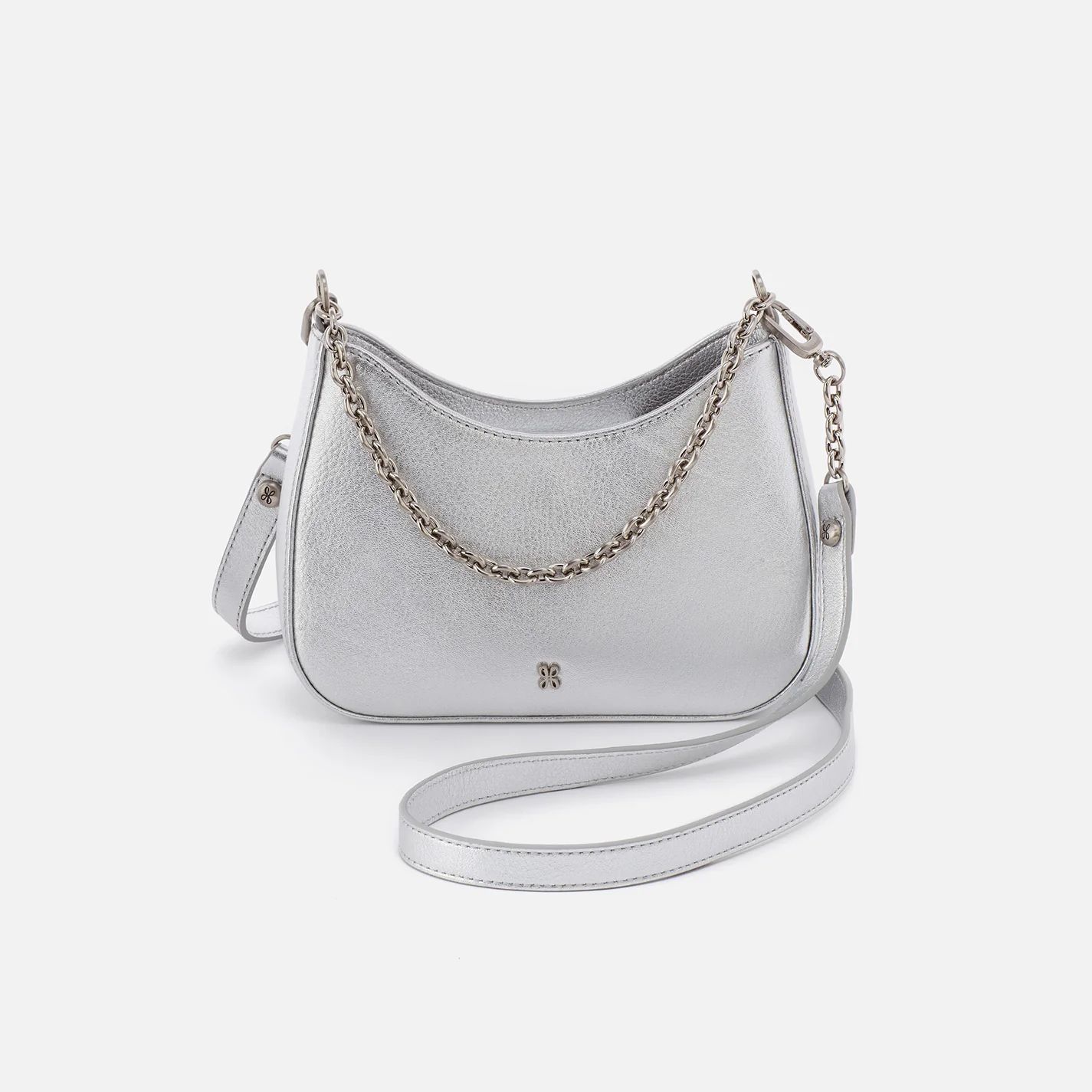 Rosa Crossbody in Metallic Leather - Argento | HOBO Bags