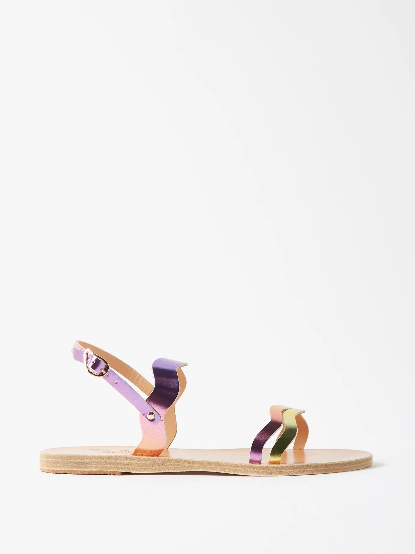 Chania wavy-strap metallic-leather sandals | Matches (US)