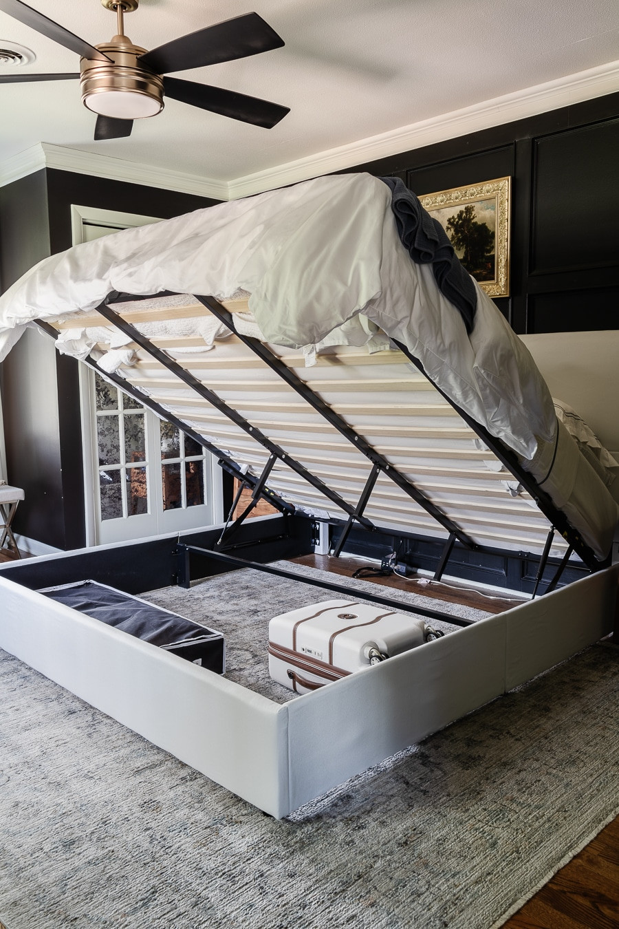 Need more storage? 

Headboard, frame

King Size Bed Frame with Storage - Upholstered Lift Platform Bed, Wingback Headboard, Hydraulic System, No Box Spring Needed, Wood Slats Support, White

#LTKSeasonal #LTKHome