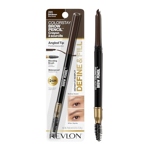 Revlon ColorStay Eyebrow Pencil with Spoolie Brush, Waterproof, Hair-Like Strokes for Natural Looking Brows, 220 Dark Brown, 0.021 oz | Amazon (US)