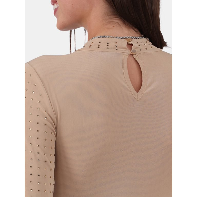No Boundaries Mesh Studded Bodysuit, Women's and Women’s Plus | Walmart (US)