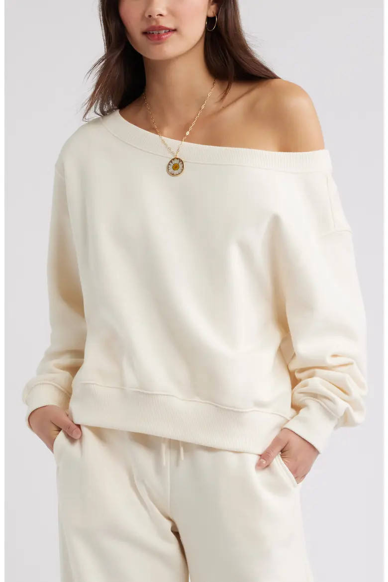 Off the Shoulder Fleece Sweatshirt (Women) | Nordstrom | Nordstrom