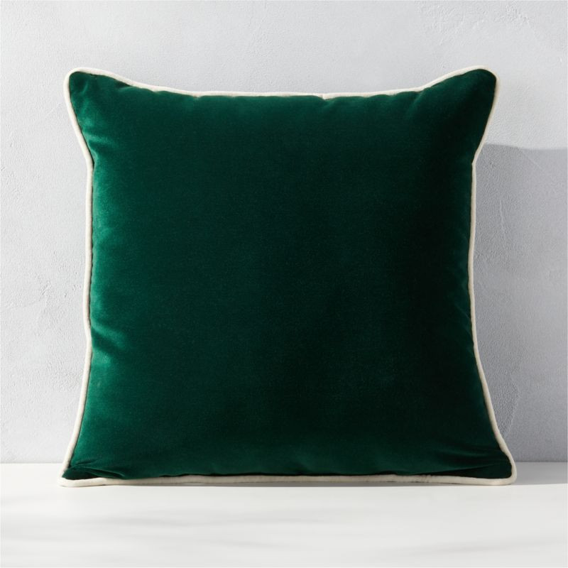 Bronte Modern Green Velvet Outdoor Throw Pillow 20'' + Reviews | CB2 | CB2