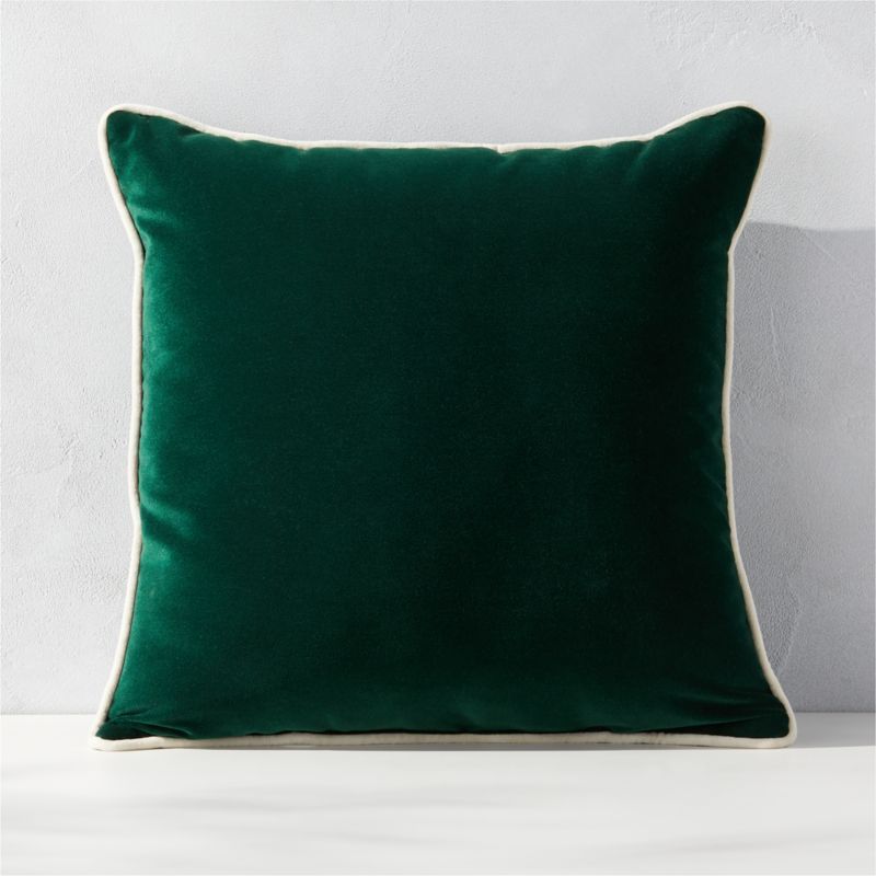 Bronte Modern Green Velvet Outdoor Throw Pillow 20'' + Reviews | CB2 | CB2