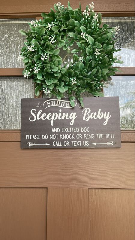 Sleeping baby sign. Baby sleeping sign plaque decor for front door. No soliciting. Do not ring doorbell. Funny porch sign. 👶🏻 💤

#LTKbaby #LTKFind #LTKhome