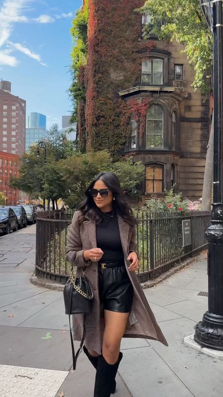  I’m all about faux leather shorts under coats and blazers in the fall! Such a chic combo! 
Take 20% OFF my bag & boots with code: HAUTE20
#giginewyork #bucketbag #falloutfit #fallstyle #plaidcoat

#LTKitbag #LTKstyletip #LTKshoecrush