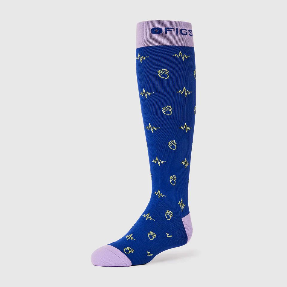 Women’s Mini Heart Repeat Compression Socks - Winning Blue · FIGS | FIGS