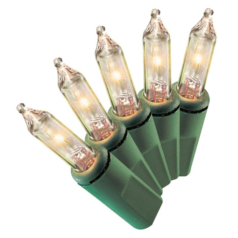 100-Count Clear Mini Lights with Green Wire | At Home