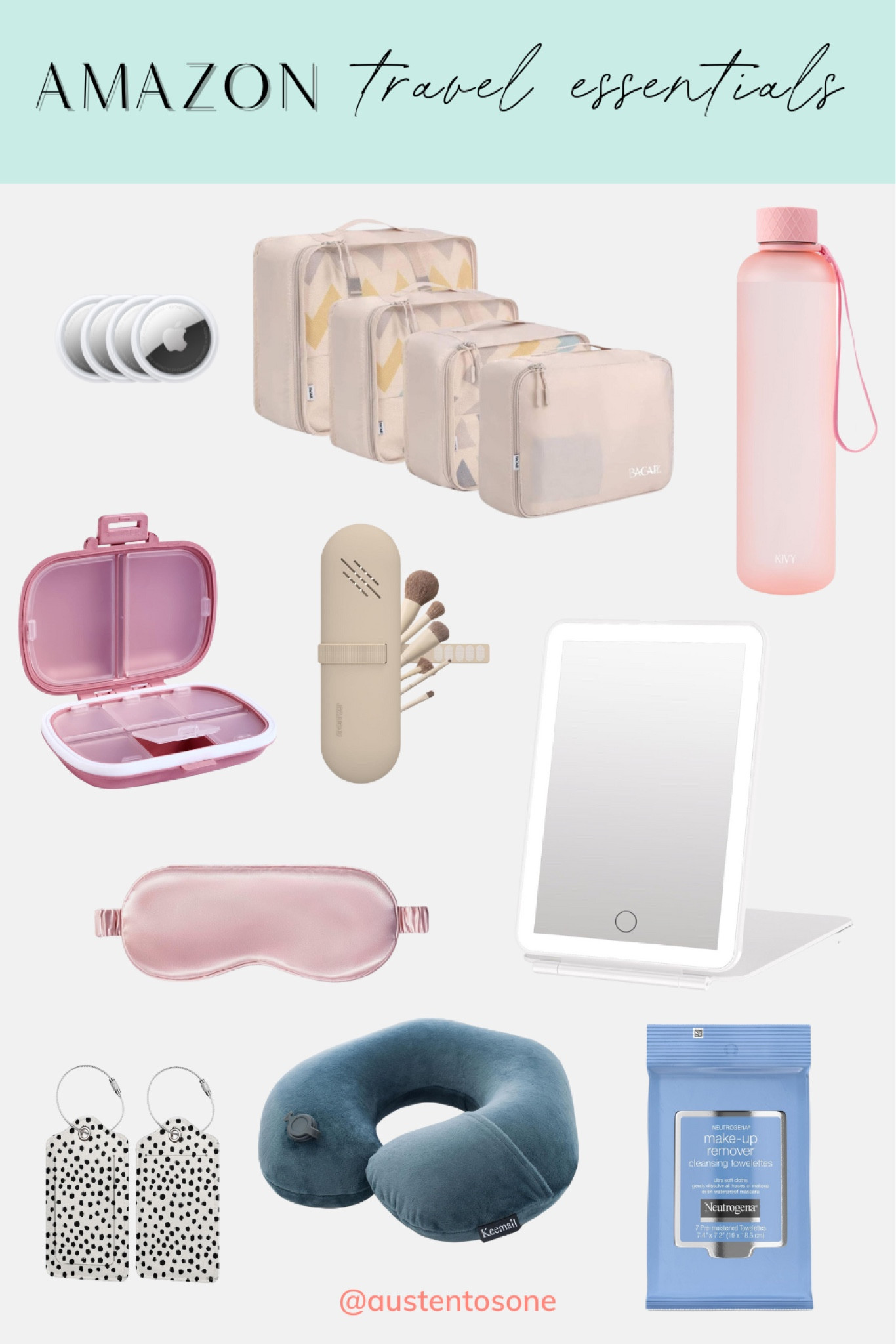 Some of my top Amazon travel essentials, many of which are under $50! From packing cubes, to a slim water bottle, a travel mirror and an inflatable neck pillow these are the items you won’t catch me boarding a plane without! 

#LTKFindsUnder50 #LTKTravel