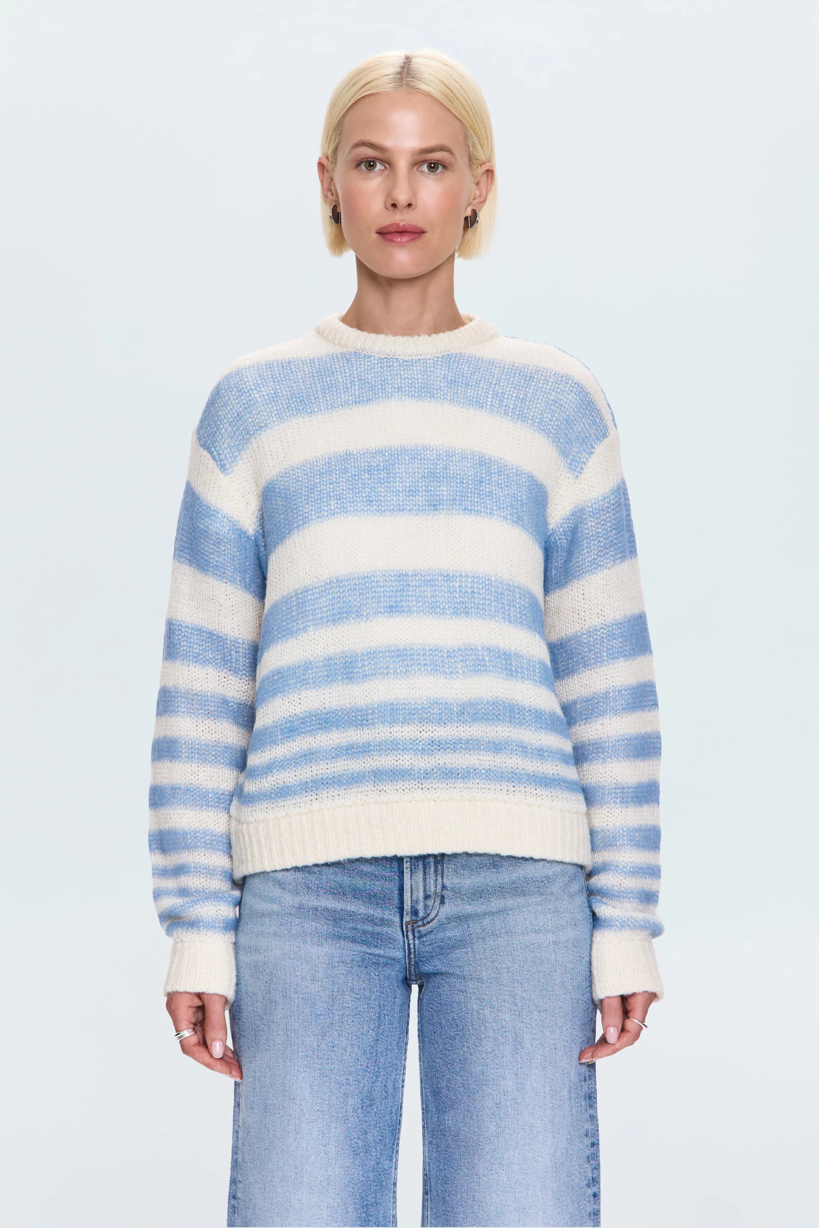 Moa Striped Bubble Sweater - Blue Gradient Stripe | Pistola Denim